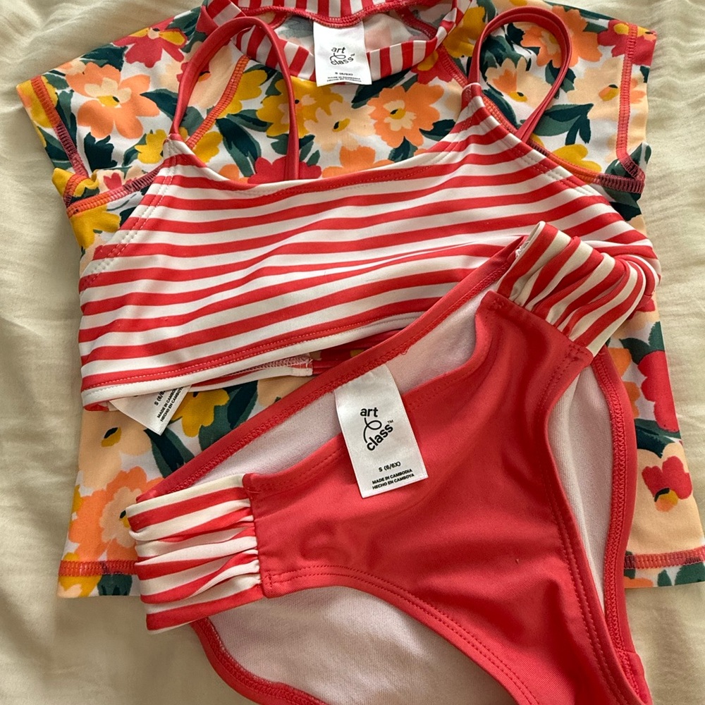 Art Class Red and White Bikini Set